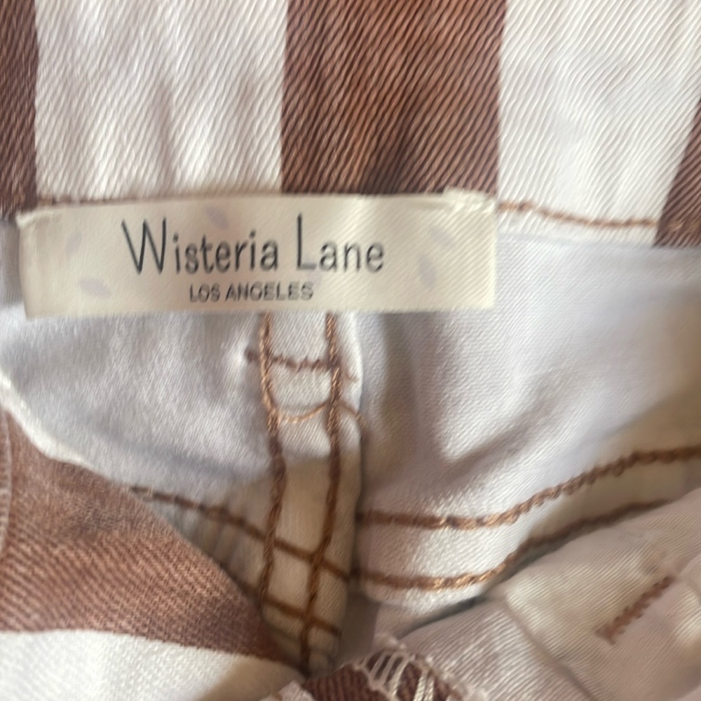 Brown White Stripe Flare Bell Jeans S